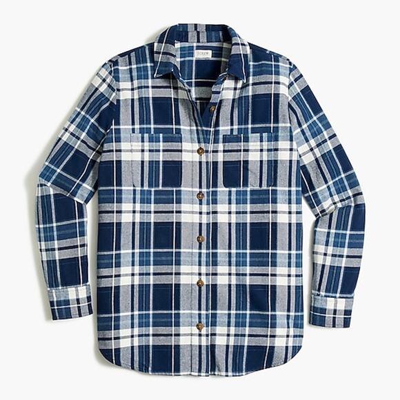 NWT - J CREW BLUE PLAID SHACKET - Small - Picture 1 of 4